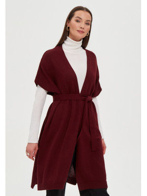 Кардиган с коротким рукавом бордового цвета ВТД-48