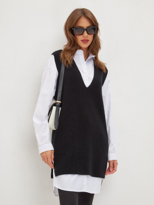 Жилет женский черного цвета ВТД-51