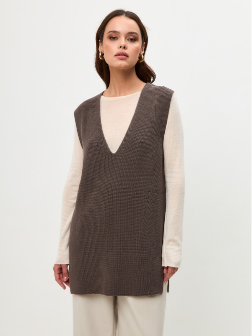 Жилет женский серо-коричне...