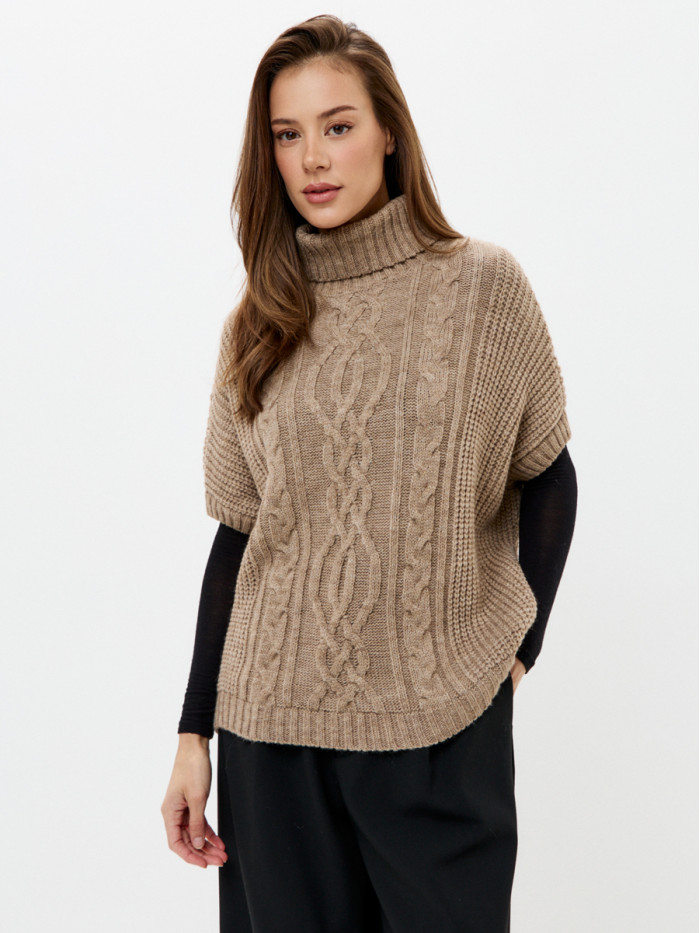 Жилет теплый со спущенным рукавом бежевый меланж цвет ВТД-53