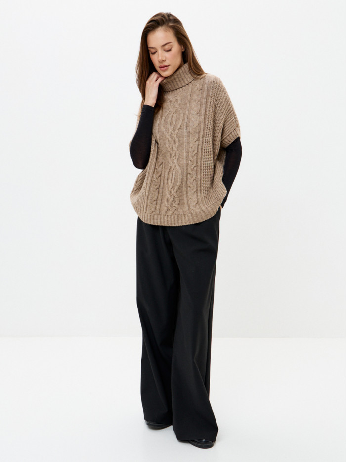 Жилет теплый со спущенным рукавом бежевый меланж цвет ВТД-53