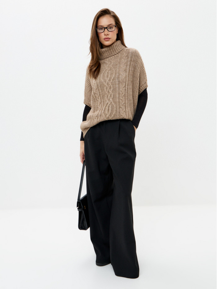 Жилет теплый со спущенным рукавом бежевый меланж цвет ВТД-53