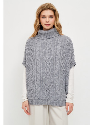 Жилет теплый со спущенным рукавом серого цвета ВТД-53