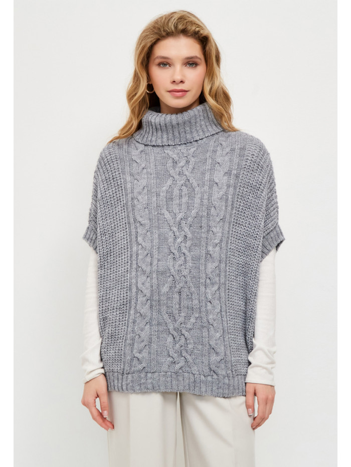 Жилет теплый со спущенным рукавом серого цвета ВТД-53