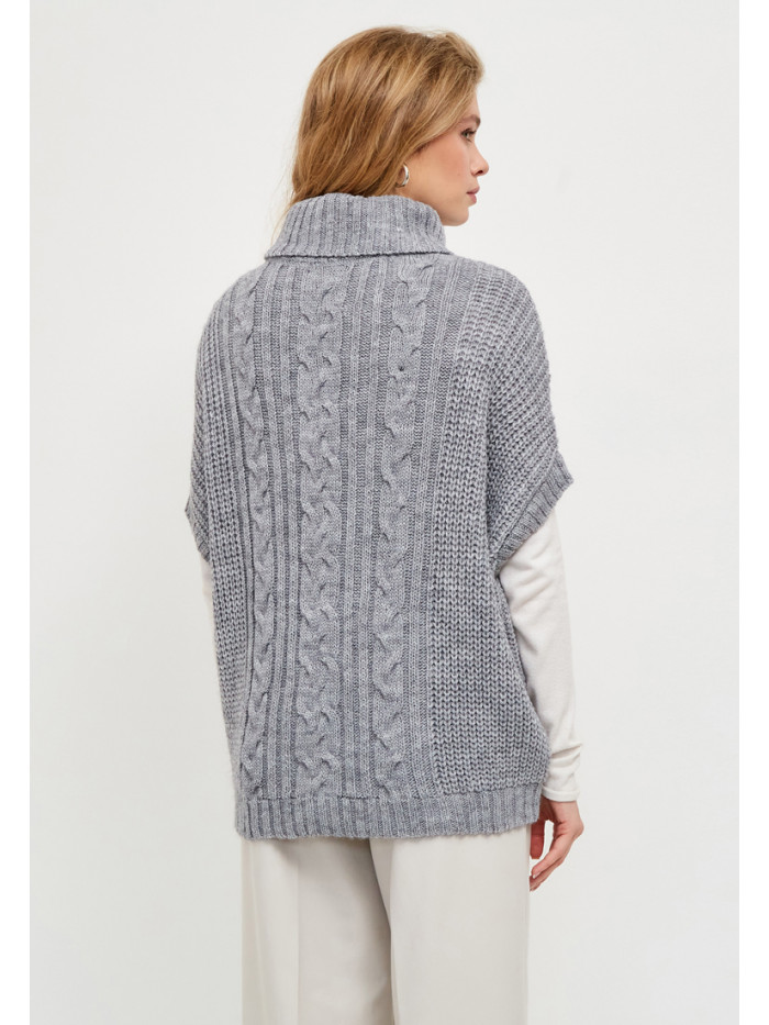 Жилет теплый со спущенным рукавом серого цвета ВТД-53