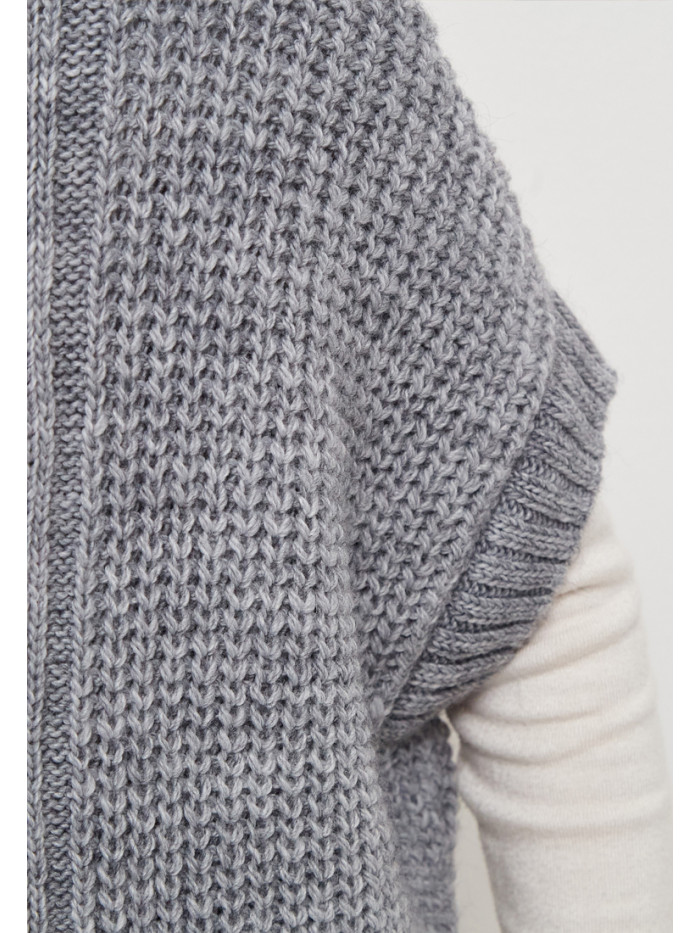 Жилет теплый со спущенным рукавом серого цвета ВТД-53