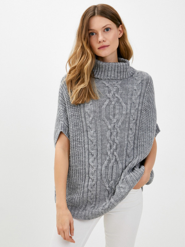 Жилет теплый со спущенным рукавом светло-серого цвета ВТД-53