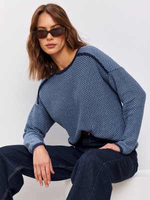 Оригинальный женский джемпер темно-синего цвета ВТД-60