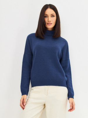 Классический джемпер с воротом чернильного цвета ВТД-62