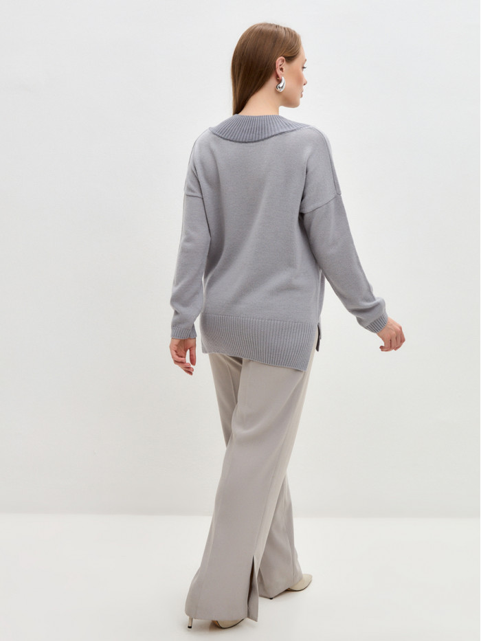 Комбинированный джемпер серого цвета ВТД-67