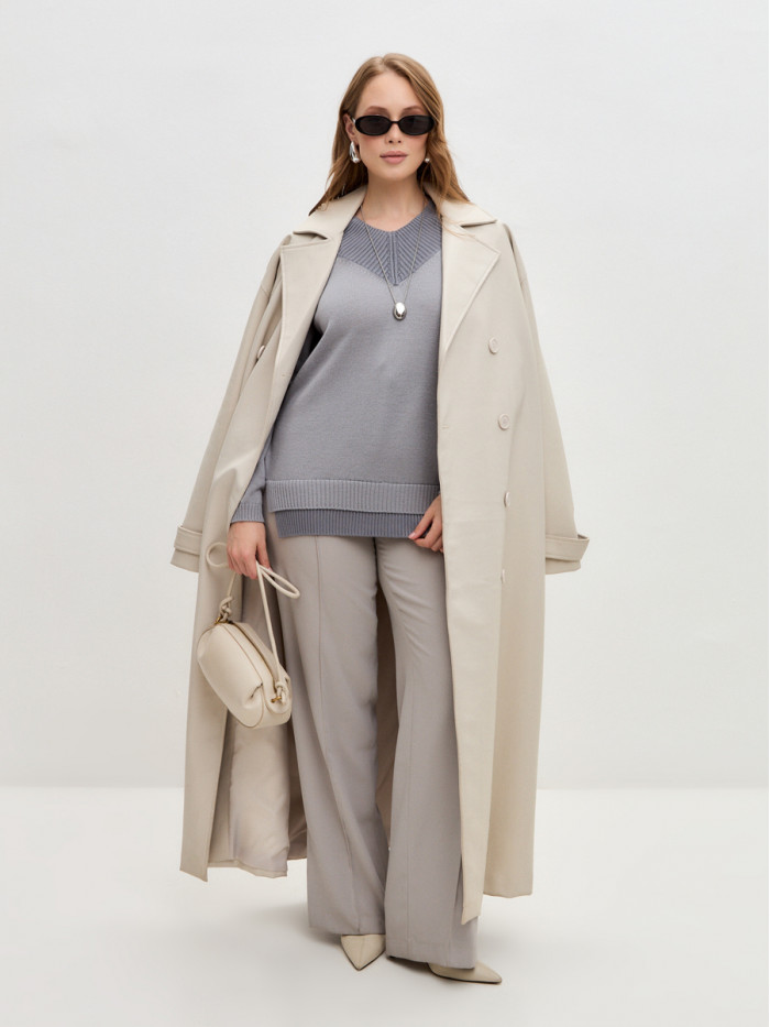 Комбинированный джемпер серого цвета ВТД-67