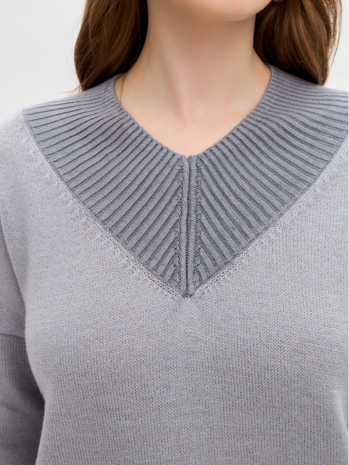 Комбинированный джемпер серого цвета ВТД-67