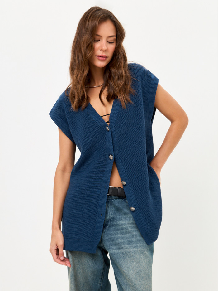 Оригинальный жилет синего цвета ВТД-68