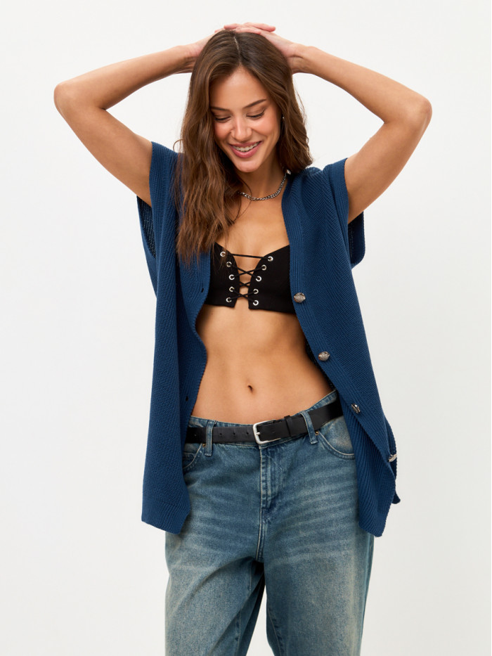 Оригинальный жилет синего цвета ВТД-68