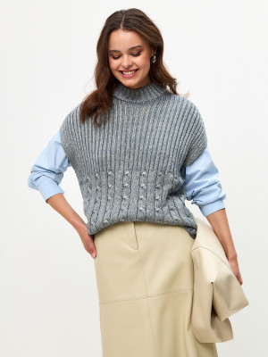 Теплый жилет голубого цвета ВТД-69