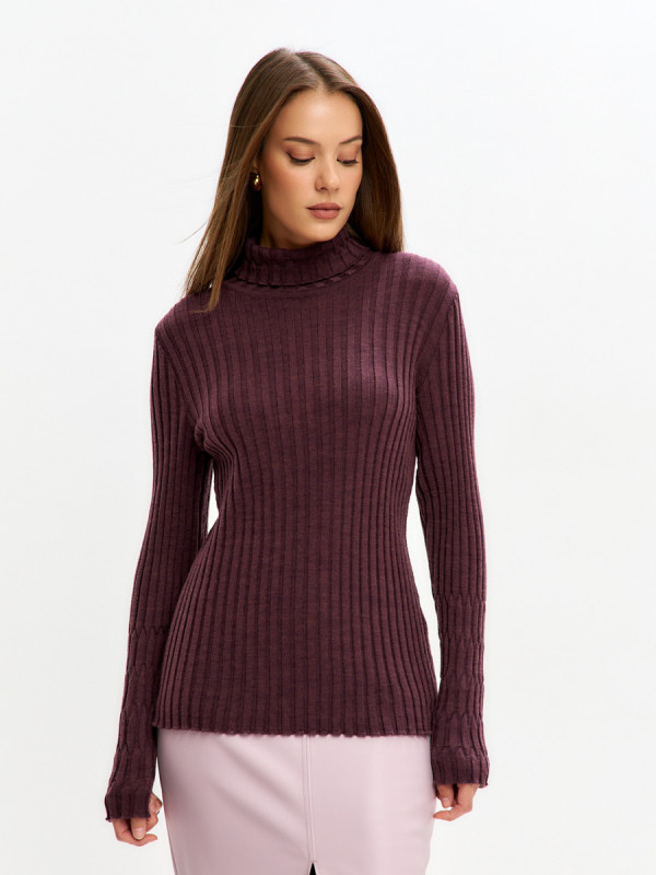 Эффектный джемпер с буфами фиолетового цвета ВТД-74