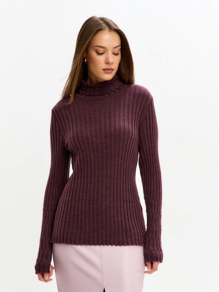 Эффектный джемпер с буфами фиолетового цвета ВТД-74