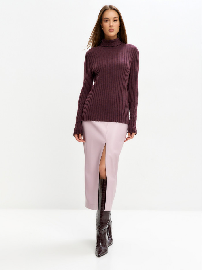 Эффектный джемпер с буфами фиолетового цвета ВТД-74