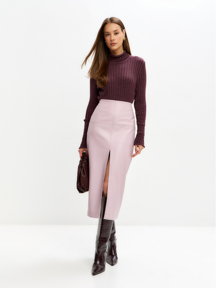 Эффектный джемпер с буфами фиолетового цвета ВТД-74