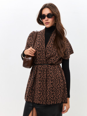 Оригинальный жилет с запахом "Лео" цвет какао-черный ВТД-77