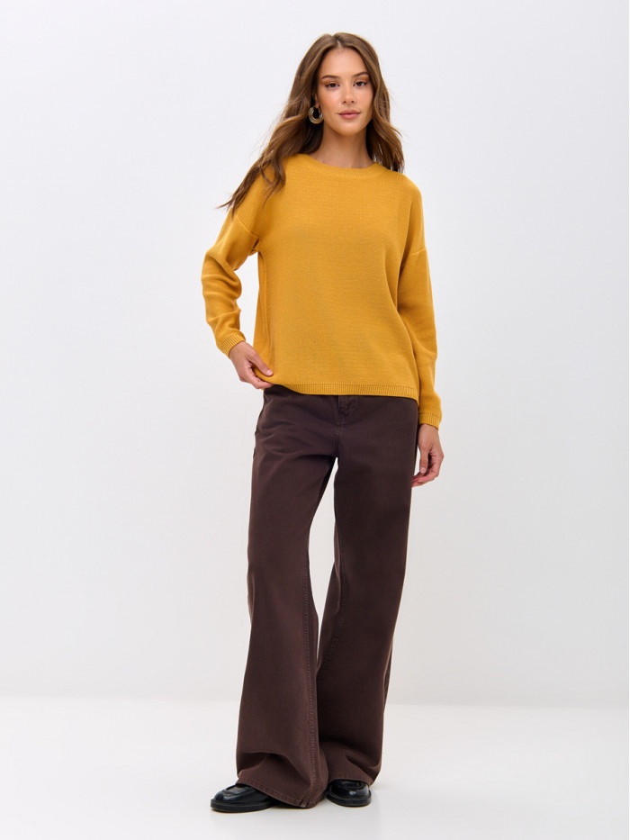 Джемпер из эко-хлопка цвет горчичный ВТД-78