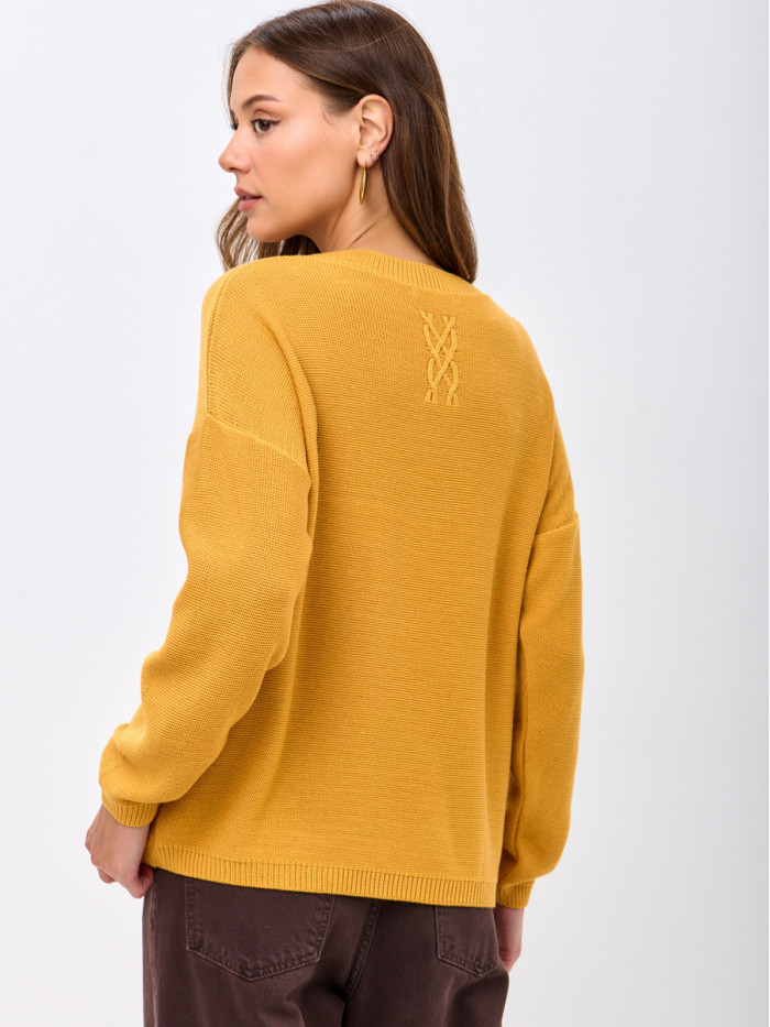 Джемпер из эко-хлопка цвет горчичный ВТД-78