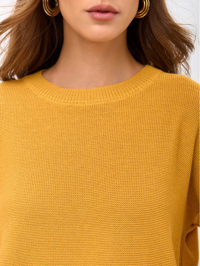 Джемпер из эко-хлопка цвет горчичный ВТД-78