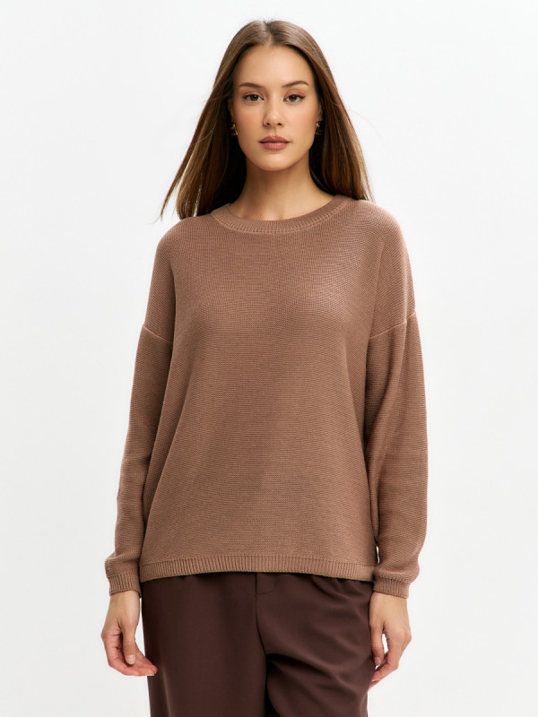 Джемпер из эко-хлопка цвет кофейный ВТД-78