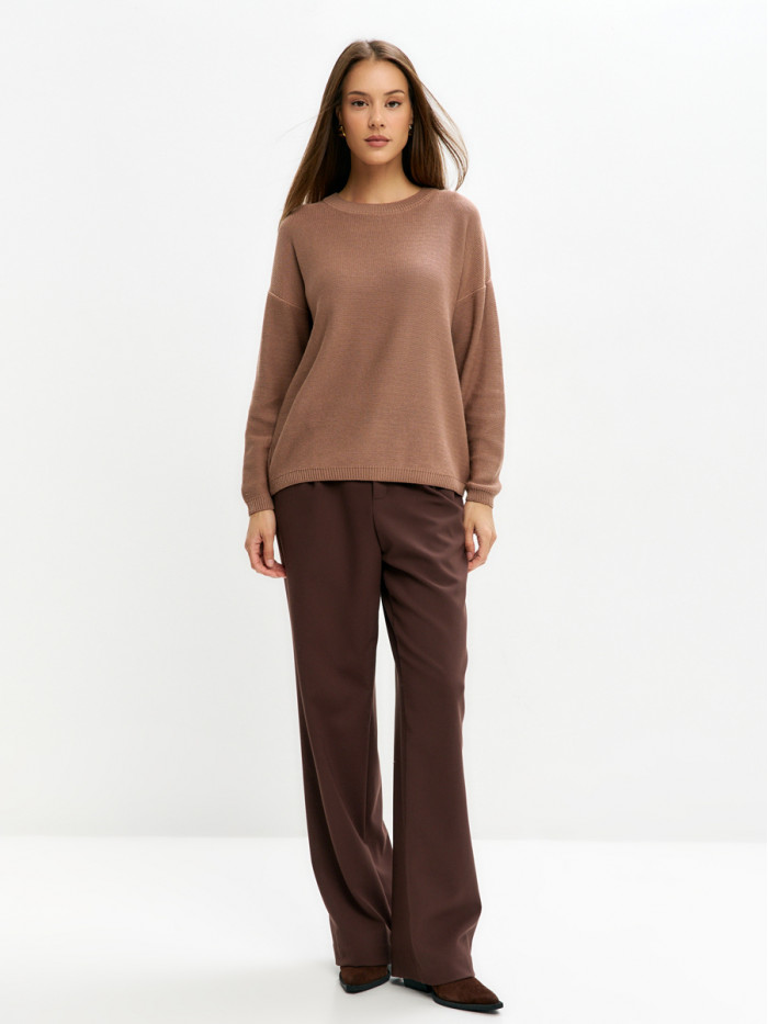 Джемпер из эко-хлопка цвет кофейный ВТД-78