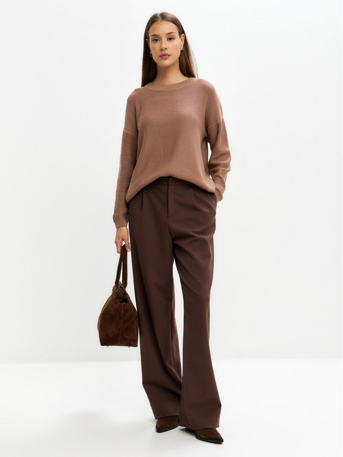 Джемпер из эко-хлопка цвет кофейный ВТД-78