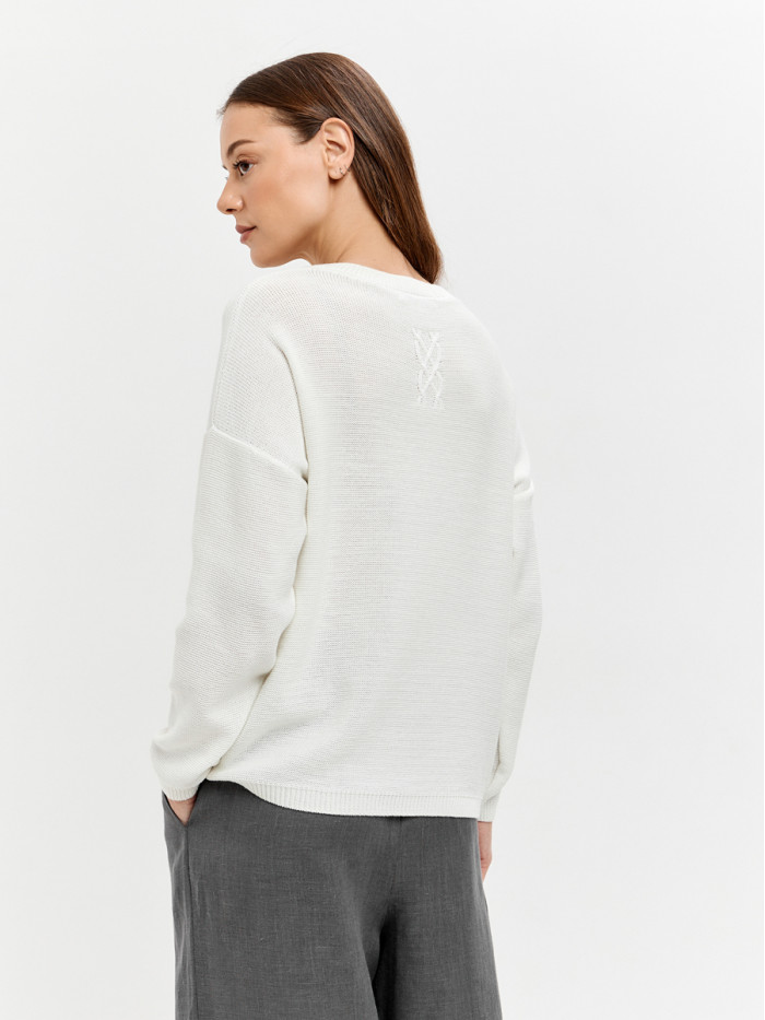 Джемпер из эко-хлопка цвет молочный ВТД-78