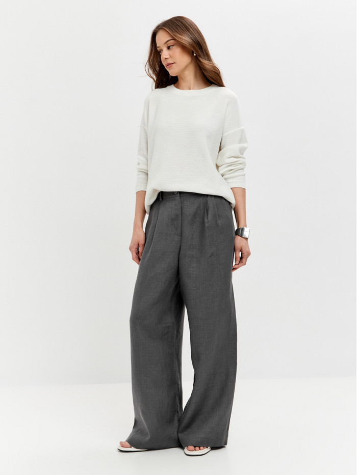 Джемпер из эко-хлопка цвет молочный ВТД-78