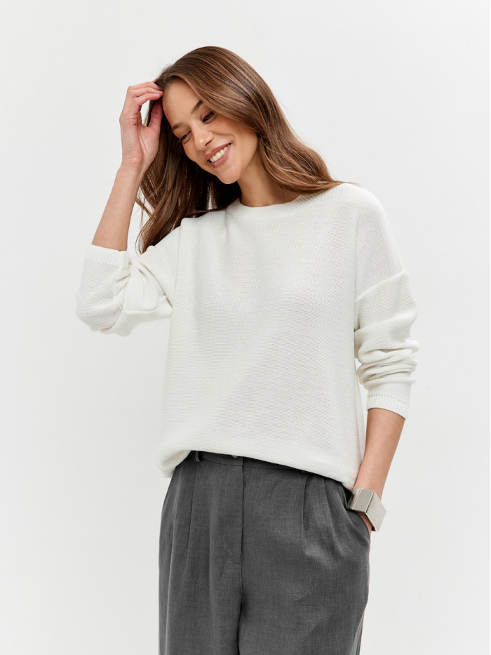 Джемпер из эко-хлопка цвет молочный ВТД-78