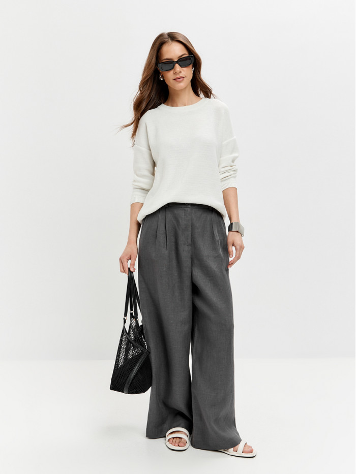 Джемпер из эко-хлопка цвет молочный ВТД-78