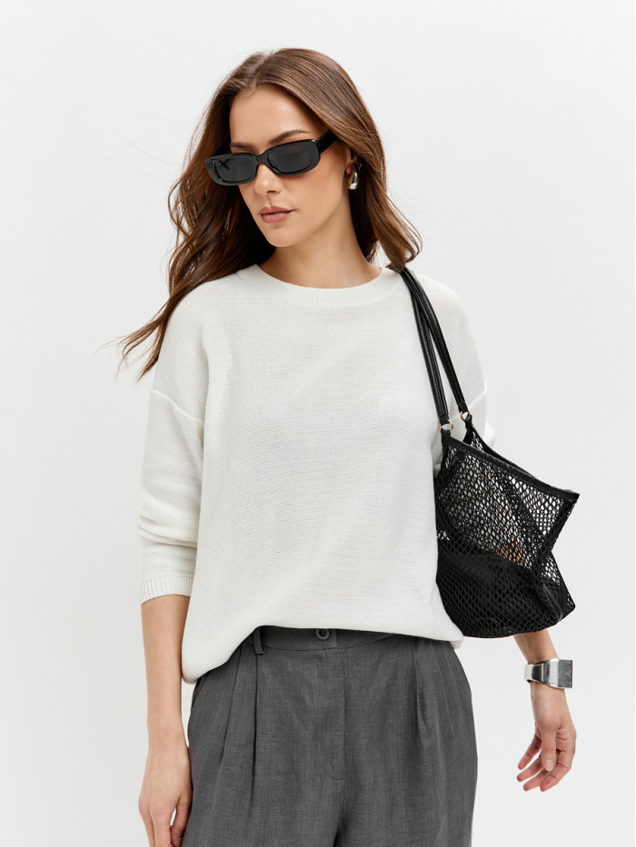 Джемпер из эко-хлопка цвет молочный ВТД-78