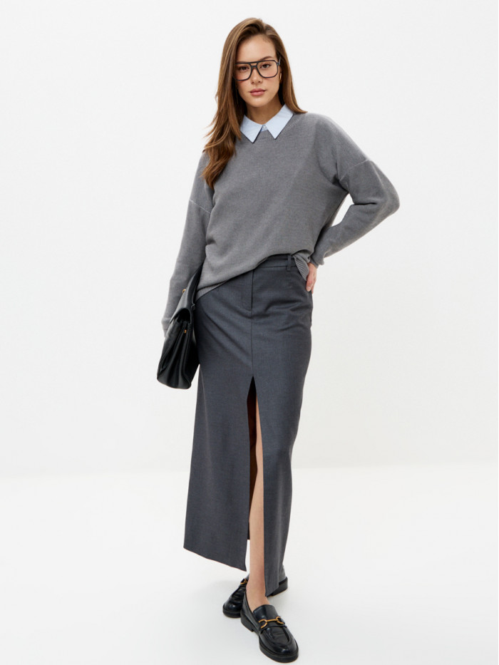 Джемпер из эко-хлопка цвет серый ВТД-78