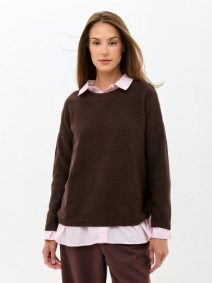 Джемпер из эко-хлопка цвет шоколадный ВТД-78