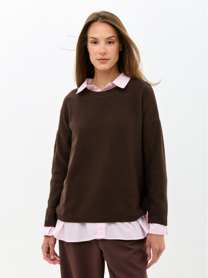 Джемпер из эко-хлопка цвет шоколадный ВТД-78