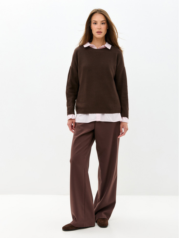Джемпер из эко-хлопка цвет шоколадный ВТД-78