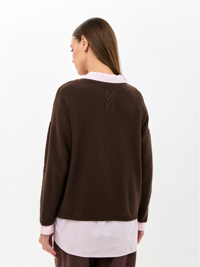 Джемпер из эко-хлопка цвет шоколадный ВТД-78