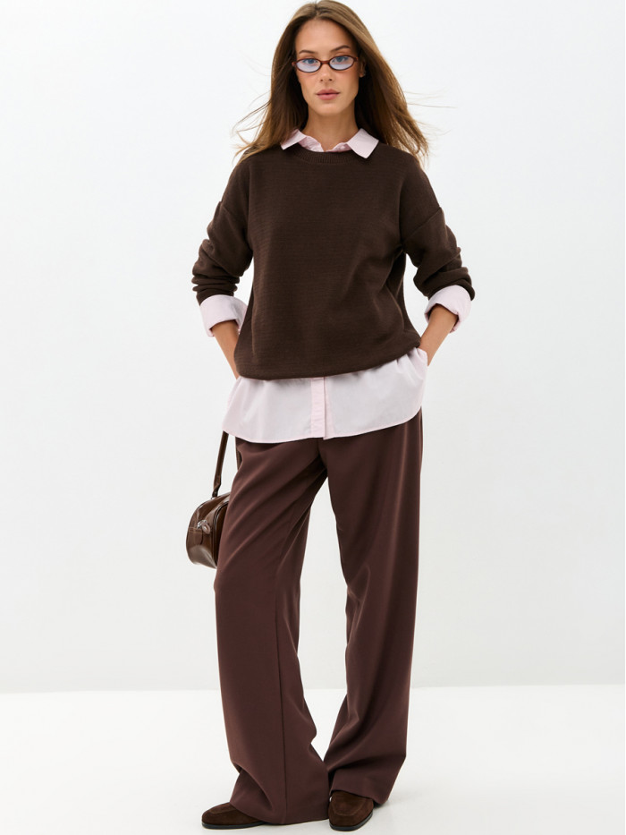 Джемпер из эко-хлопка цвет шоколадный ВТД-78