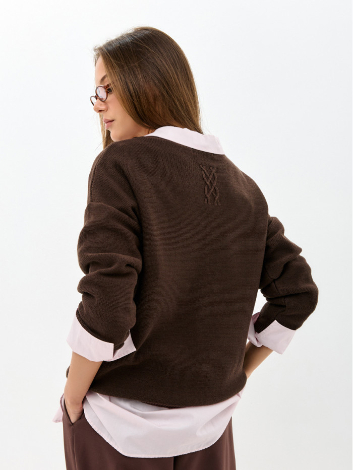 Джемпер из эко-хлопка цвет шоколадный ВТД-78
