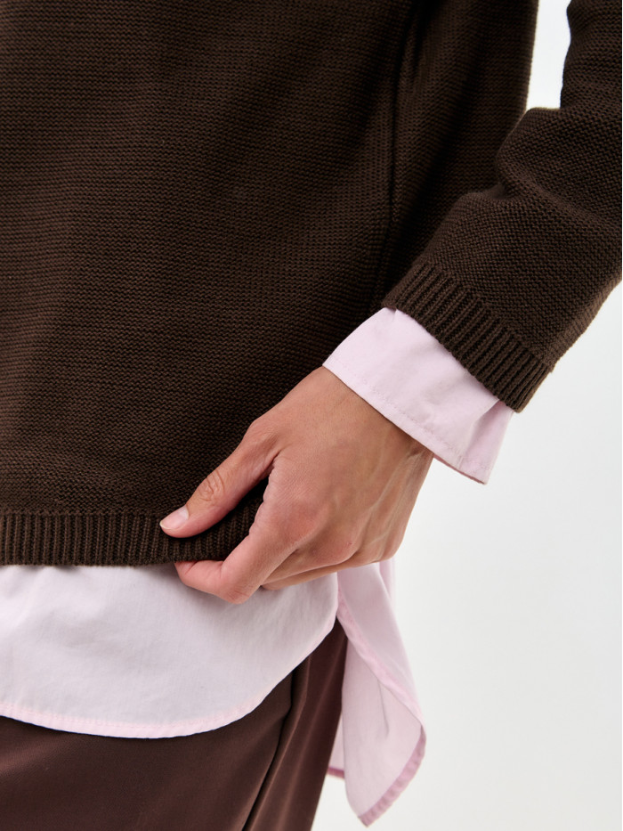 Джемпер из эко-хлопка цвет шоколадный ВТД-78