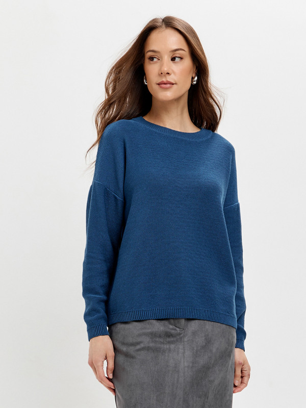 Джемпер из эко-хлопка цвет синий ВТД-78