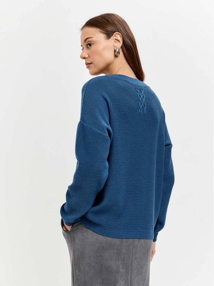 Джемпер из эко-хлопка цвет синий ВТД-78