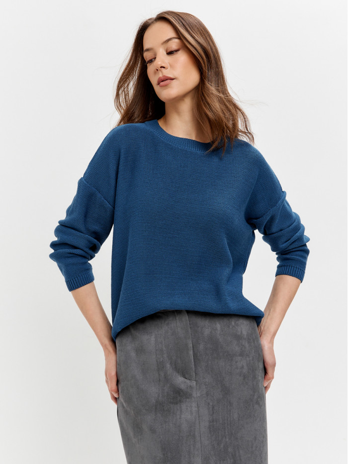 Джемпер из эко-хлопка цвет синий ВТД-78