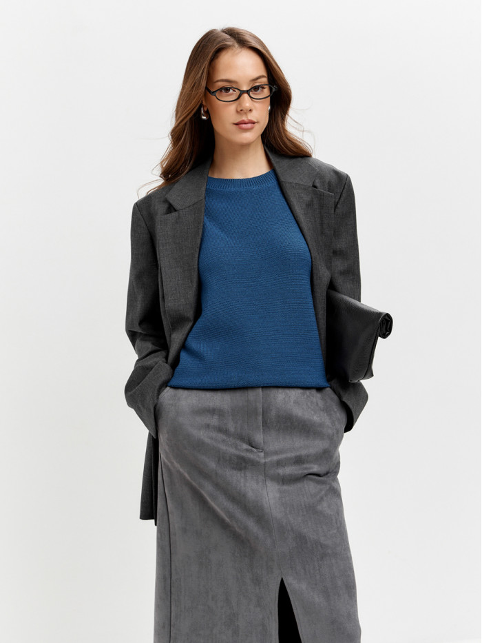 Джемпер из эко-хлопка цвет синий ВТД-78