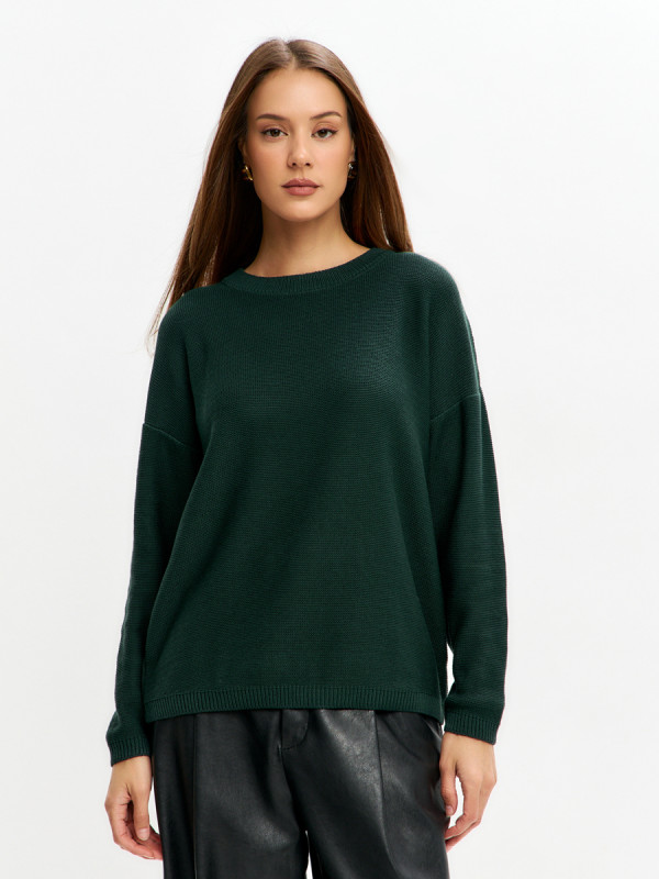 Джемпер из эко-хлопка цвет темно-зеленый ВТД-78
