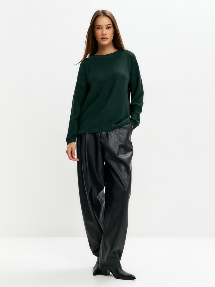 Джемпер из эко-хлопка цвет темно-зеленый ВТД-78