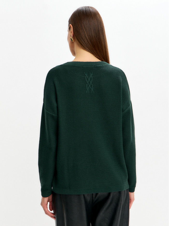 Джемпер из эко-хлопка цвет темно-зеленый ВТД-78